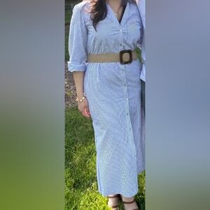 Zara Button Down Dress with Belt, Size Medium
